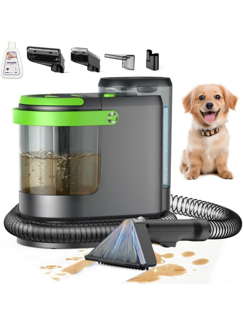 Portable 18Kpa Carpet Cleaner for Cars, Pets, Rugs, Couches - Spot & Stain